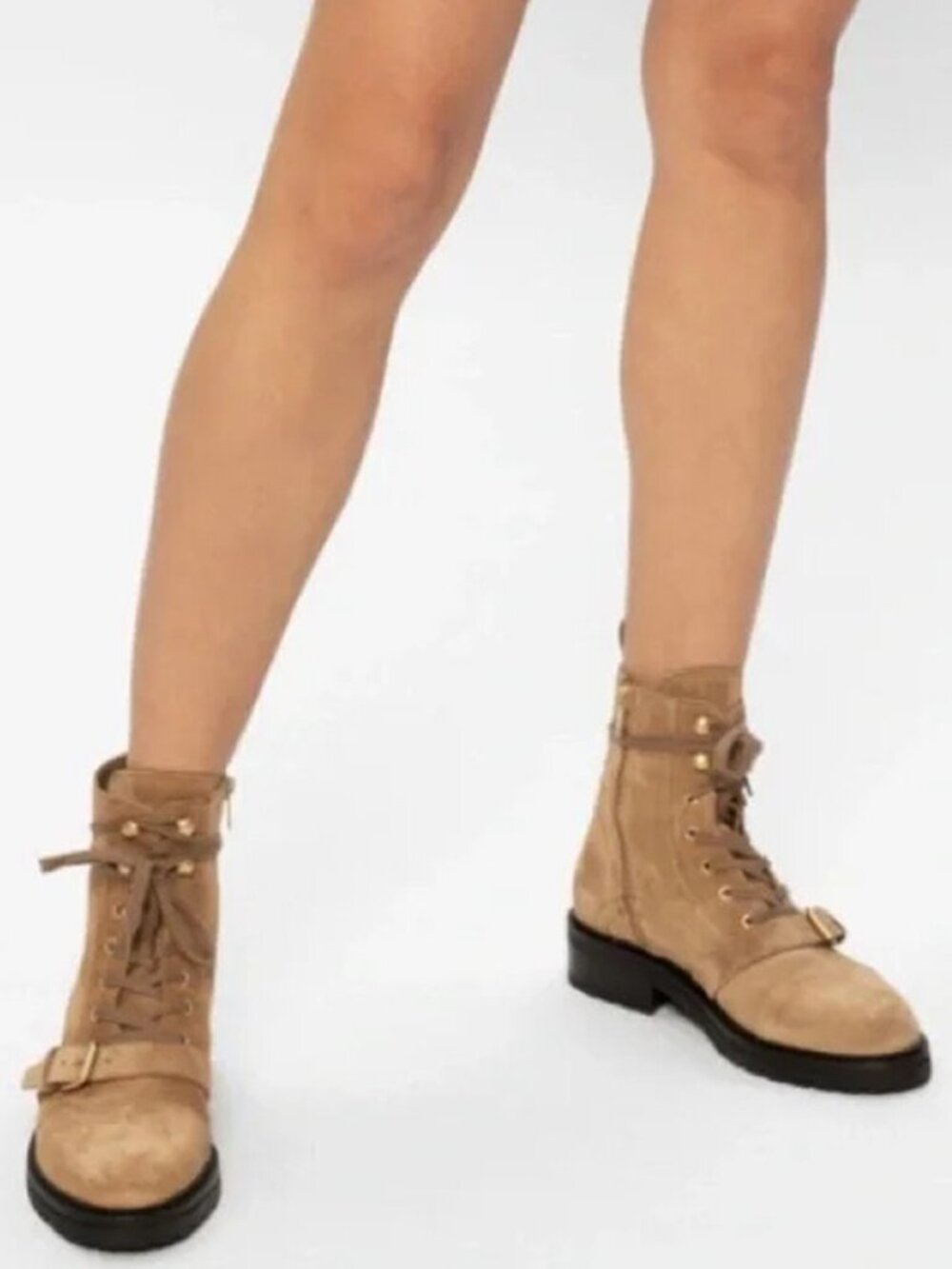 New! ALLSAINTS Donita Suede Combat Boot with Genuine Shearling Trim 11 US DD34